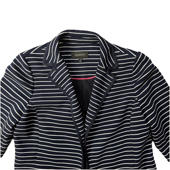 Talbot's Womens Jacket Size S "Ottoman" Sweater Jacket Navy/White Stripe - Picture 3 of 8